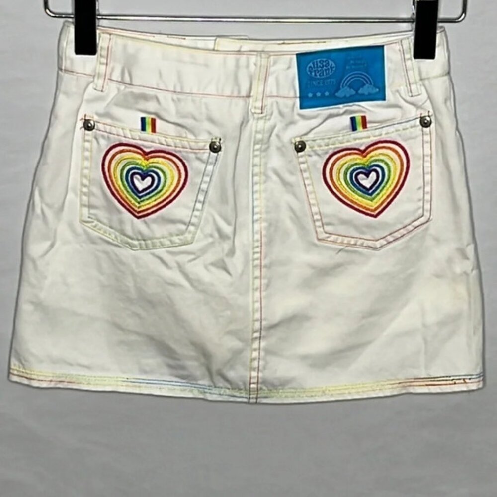 Lisa Frank Vintage Embroidered White Denim Skort/Skirt - Size 7